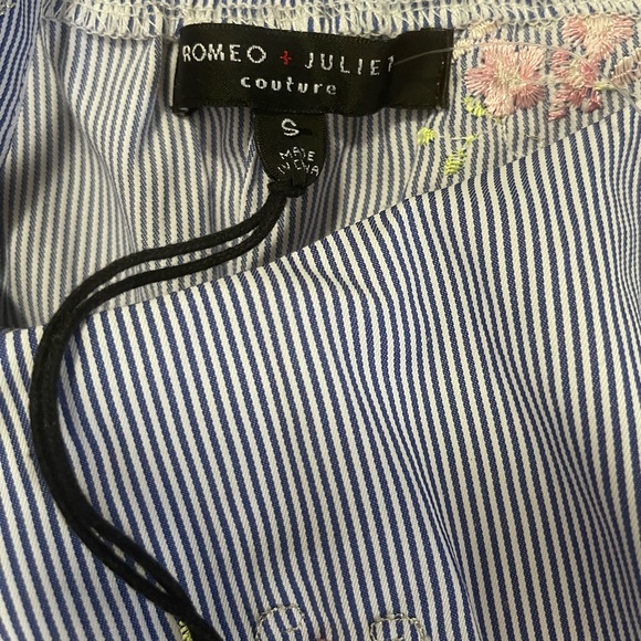 Woman's Blue striped Embroidered Floral Dress - Picture 8 of 8